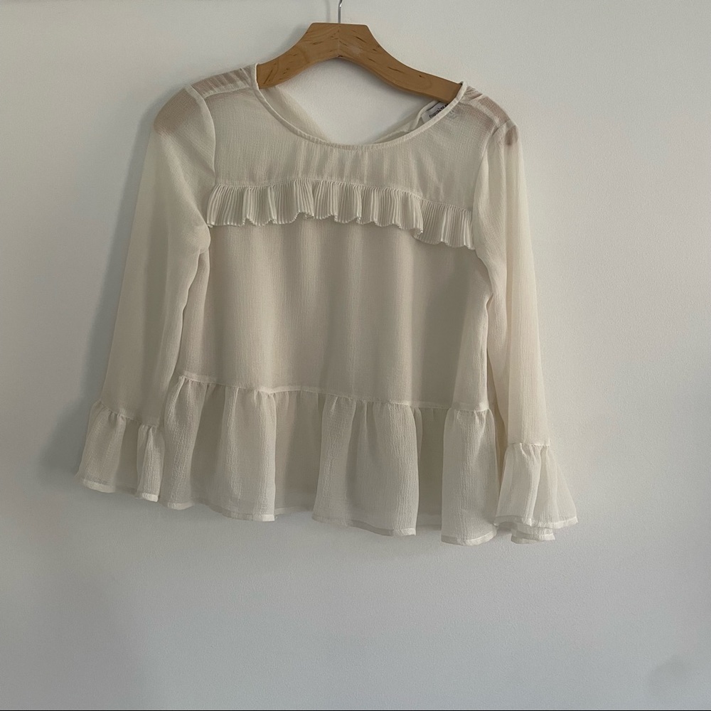 Cupcakes & Cashmere Cream Ruffle Top